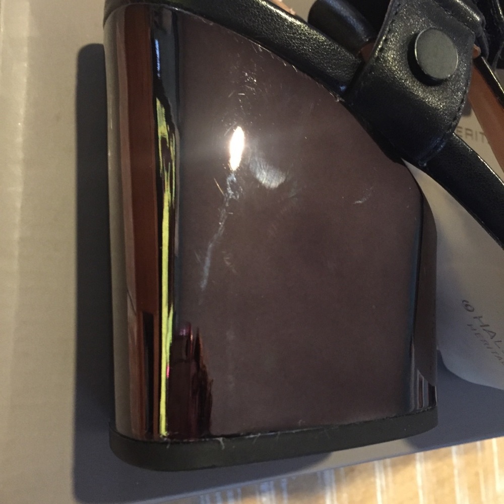 NEW Halston Heritage Mica Strappy Sandals 9 Black heels metallic - Picture 5 of 8